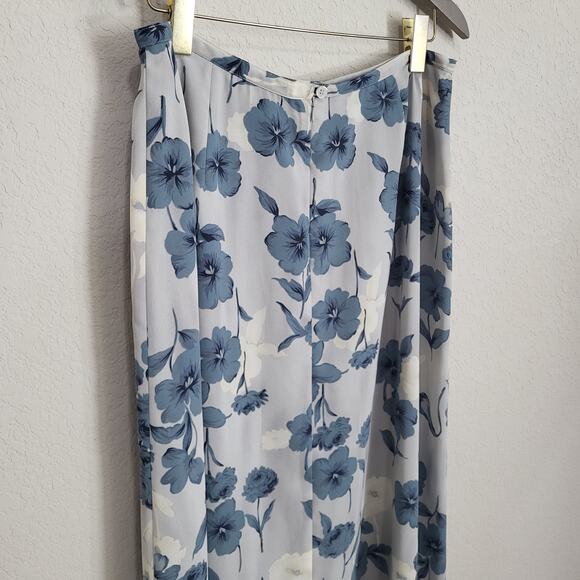 Chaus Floral Midi Skirt Womens XL 32 waist Blue Lined Vintage 90s Casual Dressy - Picture 11 of 12